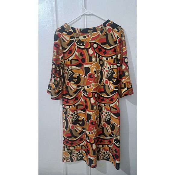 Jude Connally Womens Xl EARTH TONE Fall shift dress Tan Red geometric - Picture 4 of 6
